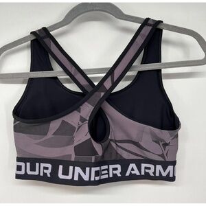 UNDER ARMOUR Black/Grey Abstract Elastic Underband Racerback Sports Bra Medium